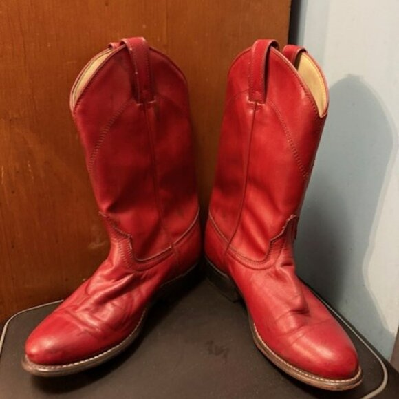 Vintage 1980s Red Laredo Round-toe Roper Cowboy Boots - 6M - Picture 4 of 16
